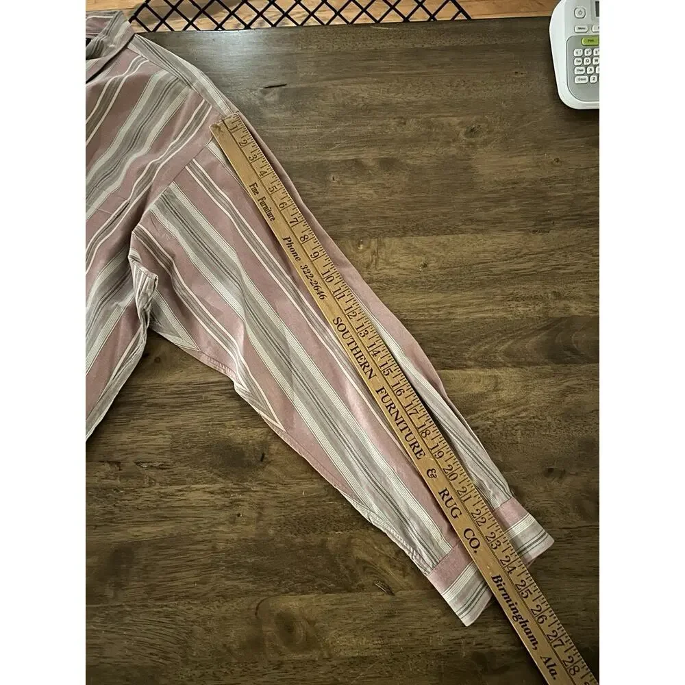 Men’s Polo Ralph Lauren Pink Beige Grey Popover Button Up Shirt Striped Large - Picture 8 of 8